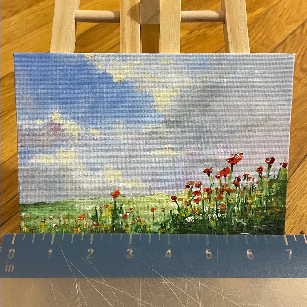 Original Painting! Poppies in Field Landscape Canvas Art - Picture 6 of 7